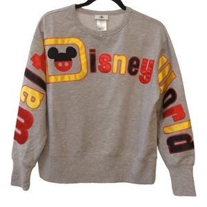 Disney Parks Disney World Embroidered Mickey Spellout Long Sleeve Top. S